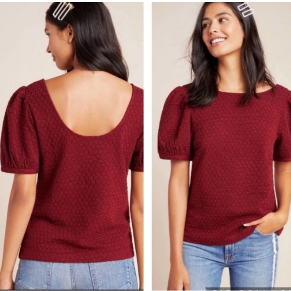 Anthropologie porridge clothing wine colored blouse